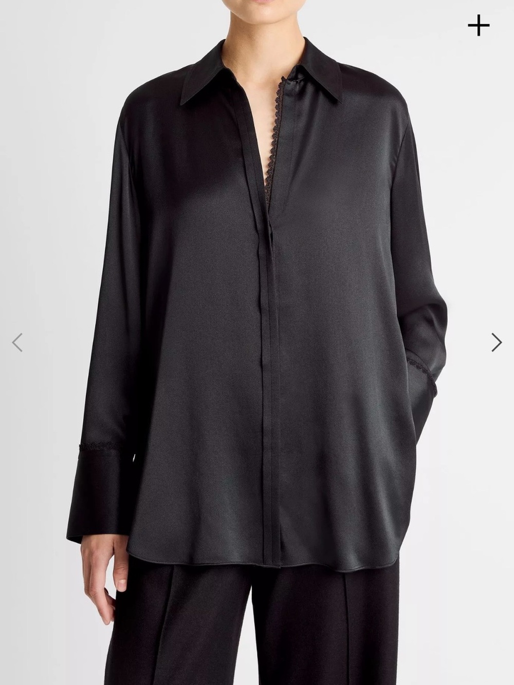 Vince lace trim relax fit Silk Button Down Shirt